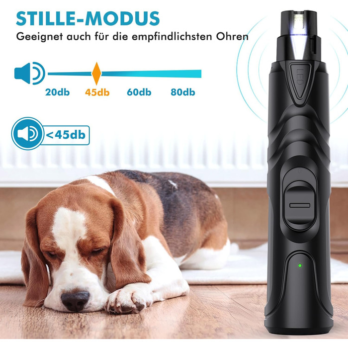 Шліфувальник для собак ETENTOUS: професійний, тихий, з 3 насадками та ножицями для догляду за кігтями. Підходить для собак великих, середніх та малих порід. Чорний колір.