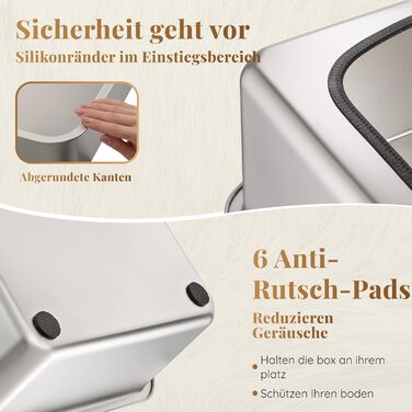 Набір для туалету кота з нержавіючої сталі XXL: легкий у чищенні, антибактеріальний, з високим бортиком, об'єм 38л, антивитікання та антипригарне покриття, з лопаткою та килимком