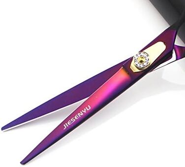 Набір професійних ножиць для грумінгу JIESENYU: 7 дюймів, ножиці для шерсті, вигнуті ножиці, ножиці для фінальної обробки (4 шт.) для собак, фіолетовий