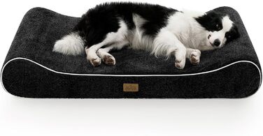 Лежанка для собак, 129x91x20 см, з високим бортиком - ортопедичний матрац для собак з ковзаючого, водонепроникного матеріалу у формі човна, підходить для собак до 64 кг, чорний, XL (129x91x20 см)