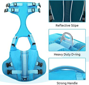 Жилет рятувальний для собак - жилет для плавання, розміри регулюються, з ручкою та світловідбивачами