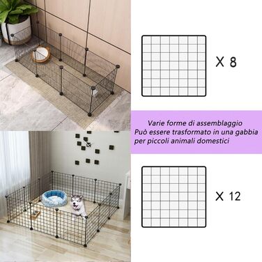 Сітчасті ворота для домашніх тварин, ворота для собак, дротяні огорожі, портативні вольєри для собак (90 x 60 см), 6 шт.