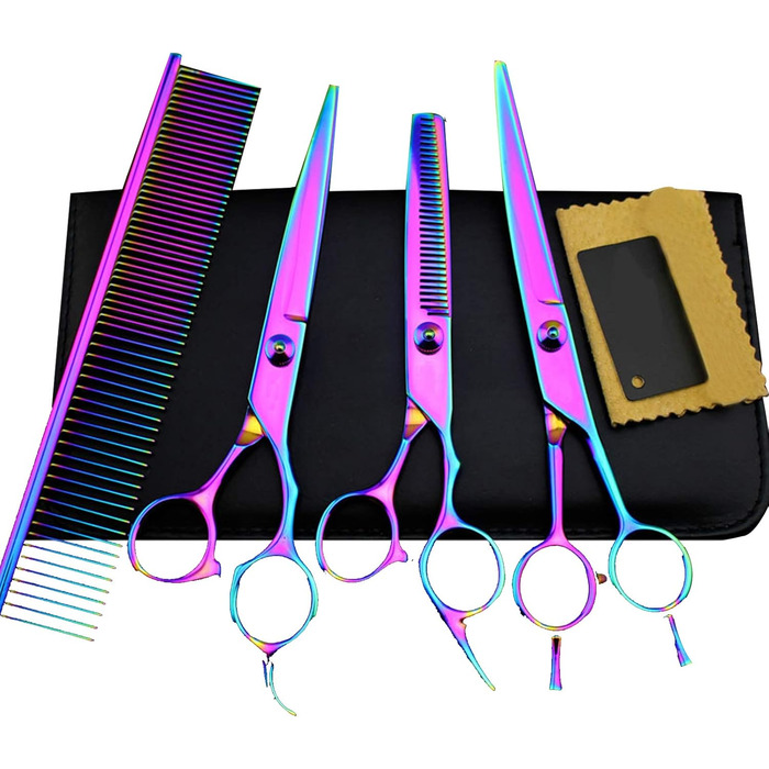 Набір професійних інструментів для грумінгу собак: ножиці, витончувальні ножиці, ножиці для стрижки, гребінець. 7-дюймові ножиці з нержавіючої сталі для собак та котів.