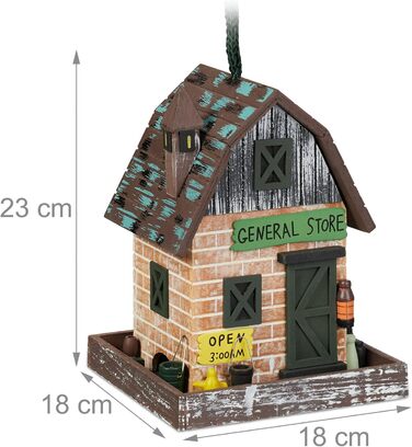 Дерев'яний будиночок для птахів Relaxdays, 23x18x18 см, з відкидним дахом, для саду та балкону