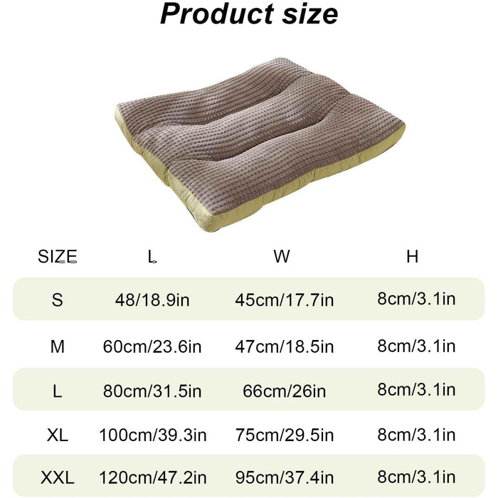 Ліжко для собак, подушка для собак, матрац у коробку для собак з антиковзким дном, собаче ліжко для маленьких, середніх та великих собак, знімний та пральний чохол, зелений, XXL, Green