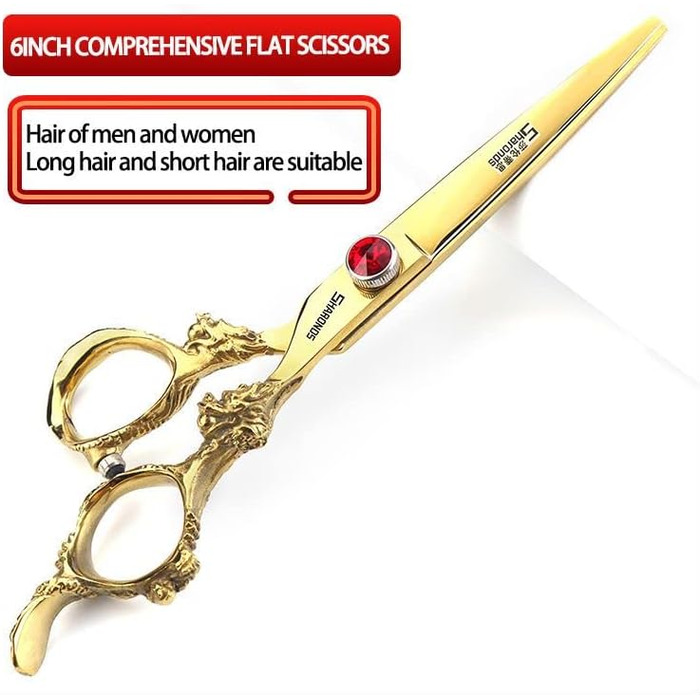 Японські професійні ножиці для волосся 6/7/8/9 дюймів, 440C сталь, з ручкою у вигляді дракона, золоті (набір 3 шт.)