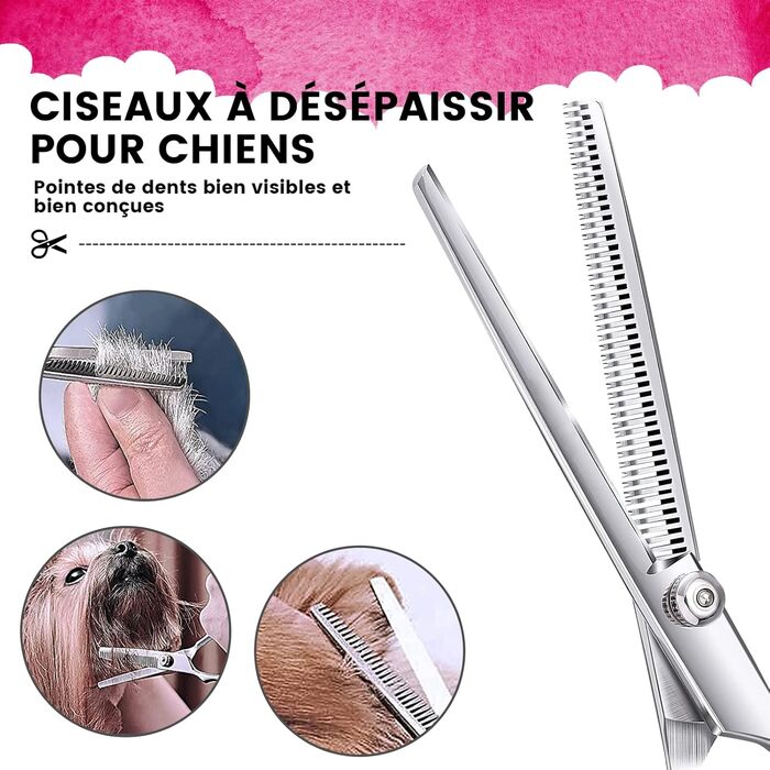 Набір для грумінгу собак: професійна шерстьова ножиця 4CR, нержавіюча сталь, гребінець, безпечний закруглений наконечник