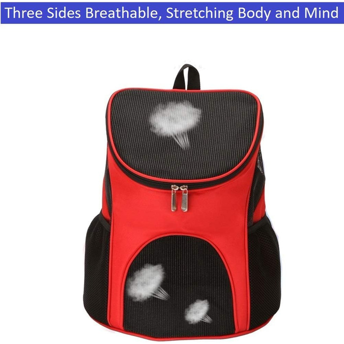 Рюкзак для собак і котів: переноска для тварин до 4 кг, ідеально для подорожей, походів та кемпінгу (червоний)