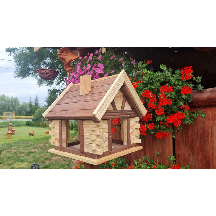 Дерев'яний годівничка для птахів VOGELHAUS, коричнева/натуральна