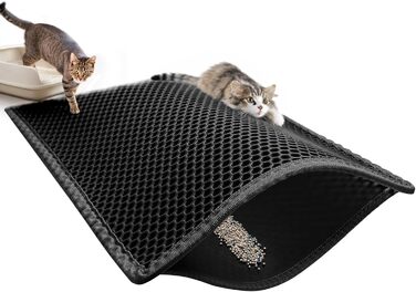 Килимок для котячого туалету Pieviev Katzenklo Matte XXL, 89x61 см, чорний