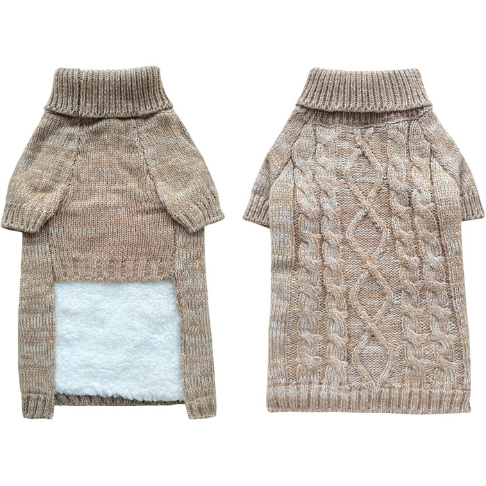 В'язаний пуловер для собак, теплий та м'який, для зими, для цуценят, підходить для собак та котів (S, Хакі)
