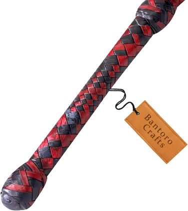 Бантаро Крафтс: Батогом з кенгурячої шкіри, чорно-чорний, важкий батіг для биків, 16 плетінь, шкіряний живіт та внутрішнє шкіряне наповнення, гучний, ударний, 1,8 метра (6 футів)