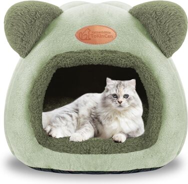 Кішка-будиночок: зручне ліжко-хатинка для котів середніх розмірів (зелене)