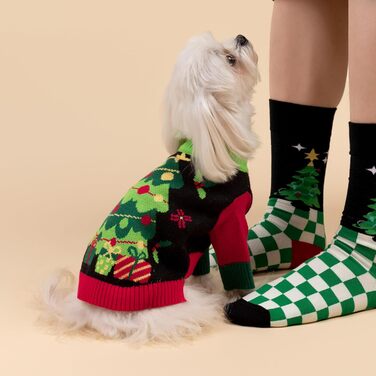 Теплий зимовий пуловер для собак Fitwarm, чорний, червоний, зелений, X-Large, різдвяний костюм для собак
