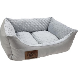Ліжко для собак Odolplusz: м'який кошик-софа для маленьких собак, 50x40 см (сірий) | з наповнювачем з силіконових кульок | гіпоалергенне