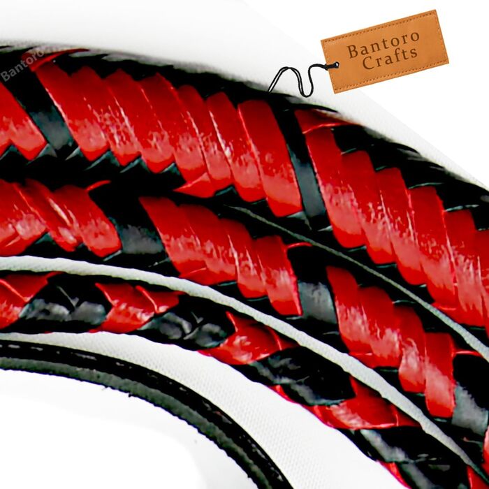 Чорна та червона батогом з кенгурячої шкіри, важка батогом для биків з 16 плетінням, плетений шкіряний корпус та шкіряна підкладка всередині, гучна, дзвінка батогом, Індіана Джонс, верховая їзда (10 футів (3 метри))