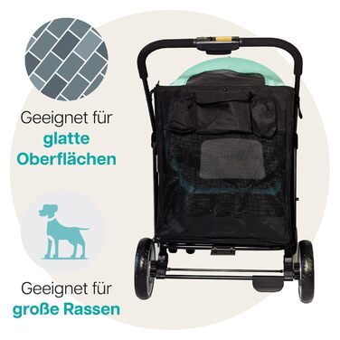 Візок для собак Innopet Mamut блакитно-чорний – до 50 кг, з дощовим захистом, складається одним рухом – поворотні колеса, візок для великих та середніх собак
