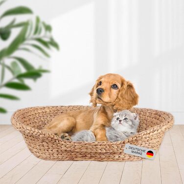 Килимок для кота та собаки | Овальний лежак з високим бортиком | Матеріал: Водяна гіацинт | Розмір 2 (72 x 56 x 17 см)
