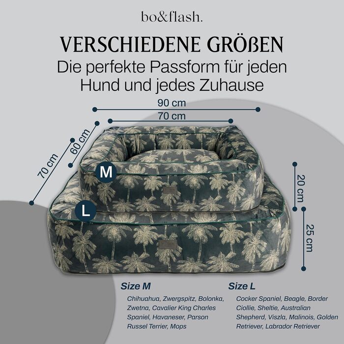 bo&flash Hundebett 'Romy' - М - Софа для собак, велика та маленька, з антиковзким покриттям, легко миється