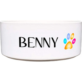 Керамічна годівниця для собак з іменем - персоналізована миска для корму та води (Барвиста лапка) - 1.300 мл