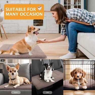 М'яке та тепле ліжко для собак: килимок-матрац для домашніх тварин, зручний, двосторонній, легко миється, розмір 75x50 см, колір хакі