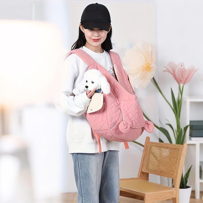 Рюкзак для собак та котів Sghtil - зручний та вентильований, для маленьких собак, кошенят, цуценят. Ідеально для прогулянок, подорожей, кемпінгу, велопоїздок та шопінгу (рожевий)