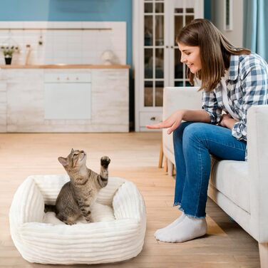 Килимок-ліжко для котів XIAPIA, 55x42x18 см, м'який, теплий, ортопедичний, білий