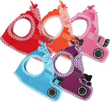 Нашийник для собак Puppia Vivien West - регульований, м'який, з картатим візерунком, для цуценят, анти-тягнучий, оранжевий, L