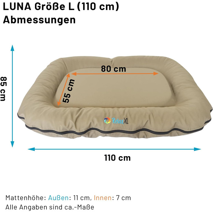 Ортопедичне собаче ліжко для вулиці Luna: 70x55 см, 60°C, Vicochaum, стійке до подряпин, для маленьких собак (L, Бежевий)