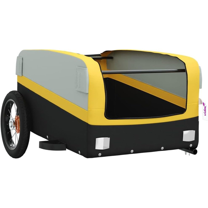 Причіп для собак Gecheer - чорно-жовтий, вантажопідйомність 30 кг, з прапором та відбивачами, 122 x 52.5 x 42.5 см