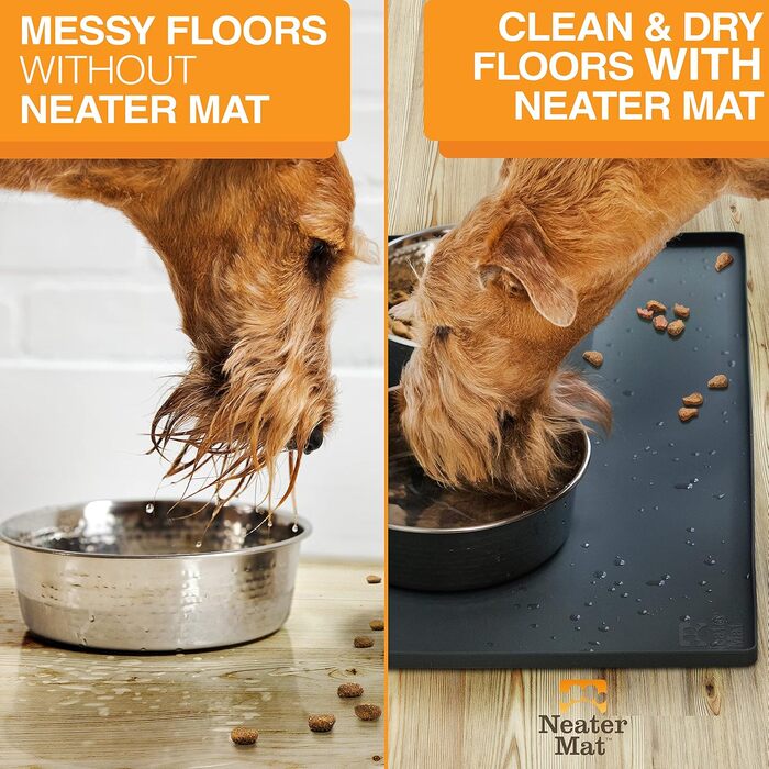 Силіконова підкладка для мисок собак і котів Neater Pet Brands, водонепроникна, захист підлоги, 81,3×61 см, чорна