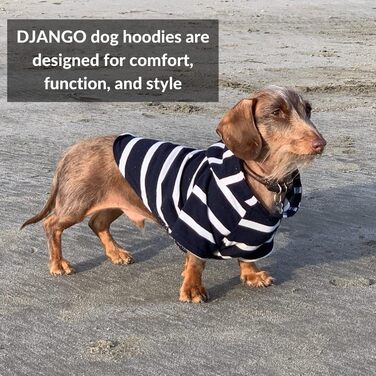 DJANGO светр для собак з капюшоном, еластичний, супер м'який, з отвором для повідка, темно-синій, розмір S