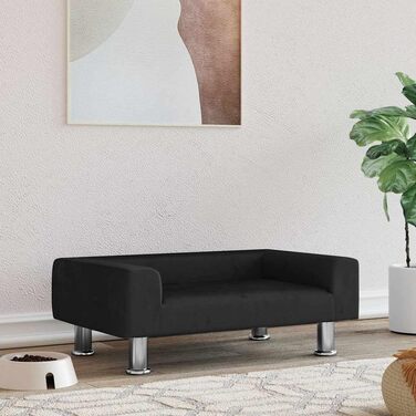 Крісло-ліжко для собак, м'яке ліжко для тварин, лежанка для маленьких собак та котів, чорний велюр, 70 x 45 x 26.5 см