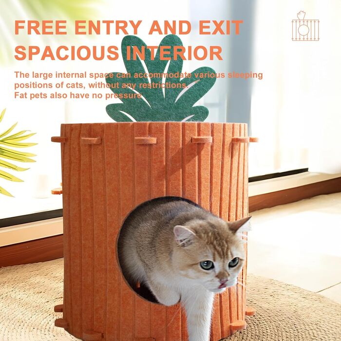 Двоярусна котяча кімната-будинок з когтеточкою, платформа та іграшкою, 60х40х40 см