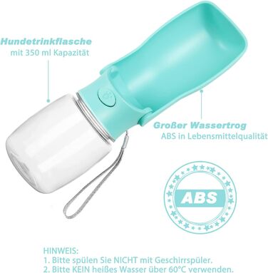 Водяна пляшка для собак Nepfaivy 350мл - туристична, вилка-поїльник, противитікаюча, для маленьких собак