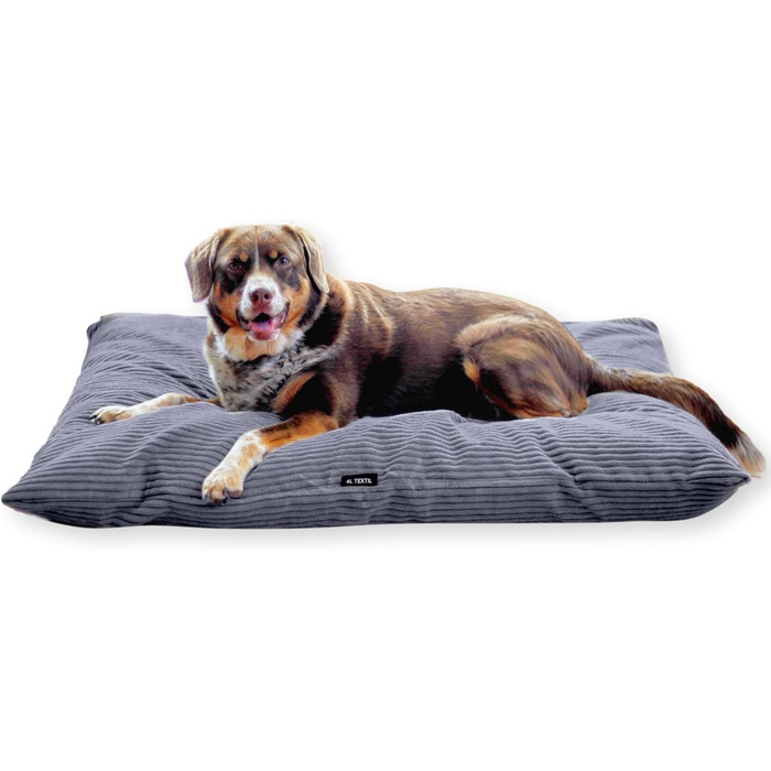 Лежак для собак 4L Textil ZOE, велюровий, знімний чохол, великий, 120x100 см, графіт, для великих собак, праний