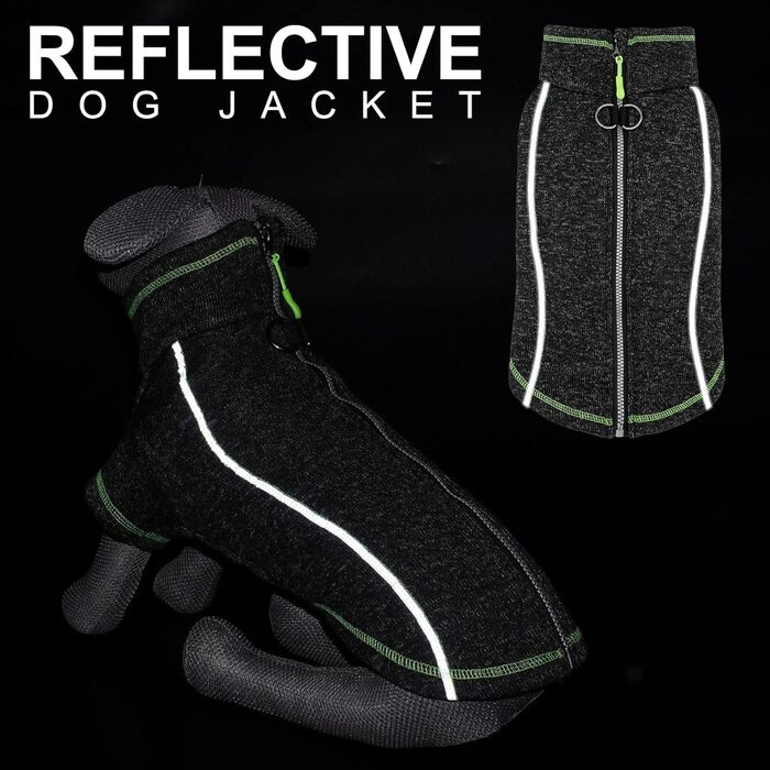 Теплий зимовий пуловер для собак - флісова куртка з блискавкою та світловідбиваючими елементами. Ідеально для маленьких собак.