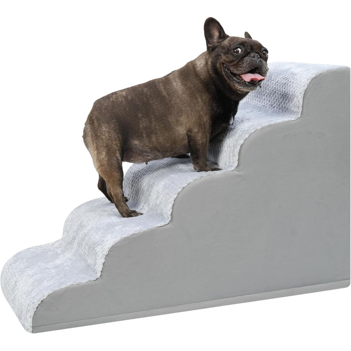 Східці для собак KSIIA, 3 сходинки, 40 см, для маленьких собак та котів, знімний водостійкий чохол, для ліжка, дивану, софи та авто, 40x57x40 см, сірий колір