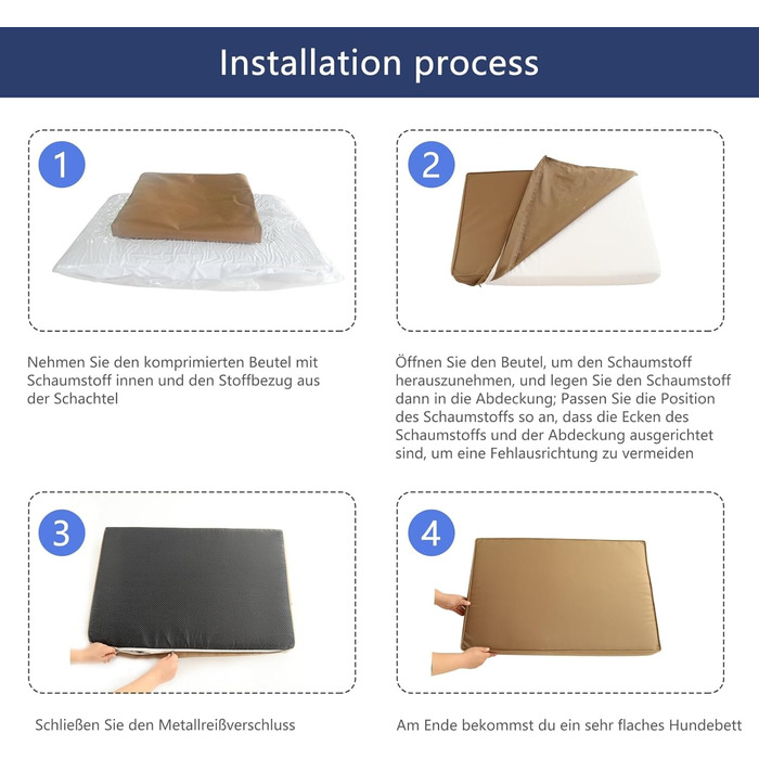 Ортопедичне собаче ліжко з еко-фоамілу (Eory Foa) – 2-шарова конструкція, знімний чохол, коричневий колір, розмір XL