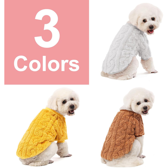Теплий пуловер для собак та котів, 3 шт. в наборі (рожевий, фіолетовий, рожево-червоний) - X-Small, бежевий, кавовий, жовтий