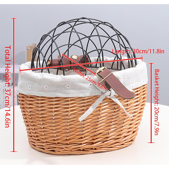 Кошик для собак на велосипед з ротангу – зручна переноска з захисним ґратом та м'яким бавовняним матрацом для багажника велосипеда