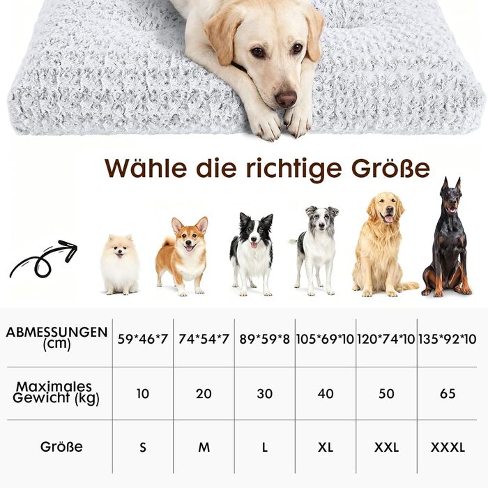 М'яке ортопедичне ліжко для собак Homaxy, великих порід, 120x74x10 см, біле. Зручна, з антиковзним покриттям, легко миється.