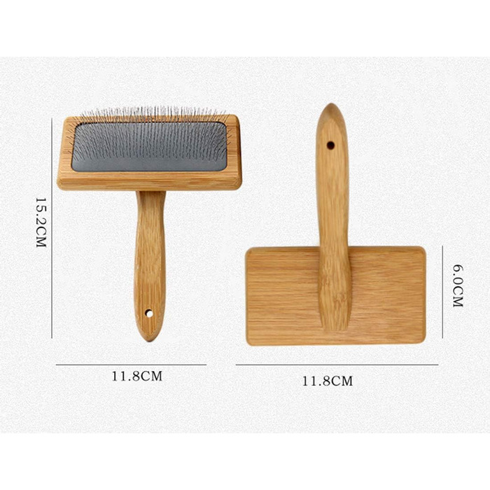 Щітка для грумінгу домашніх тварин з дерев'яною ручкою та металевими шпильками. Інструмент для видалення шерсті та розпушування. Підходить для собак та котів.