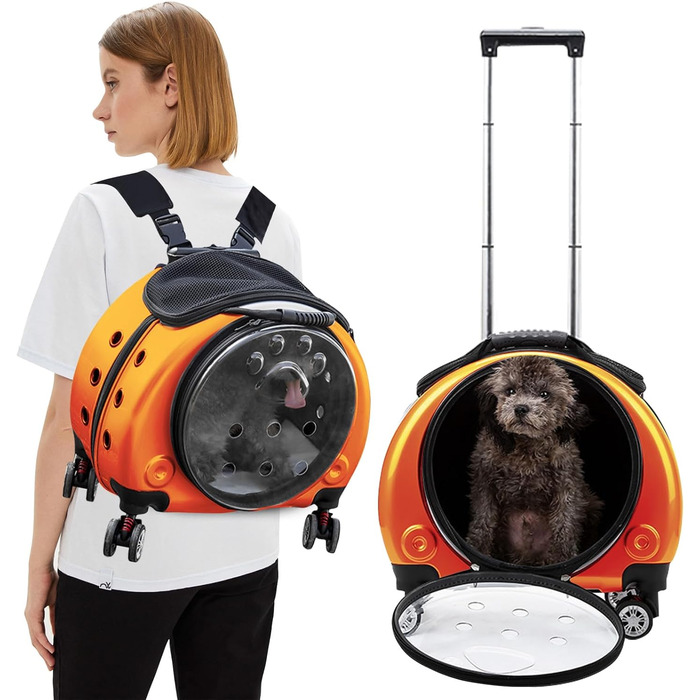 Рюкзак для тварин PETCUTE, розкладний, до 7.5 кг, з підкладкою, гарна вентиляція, для собак та котів, ідеальний для подорожей та прогулянок (Помаранчевий)