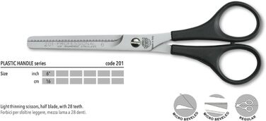 Професійні ножиці для філірування Kiepe з 28 зубцями – напівріжучі ножиці з нержавіючої сталі, легкий пластиковий грифель, Made in Italy для салону та дому (201, 6 дюймів)