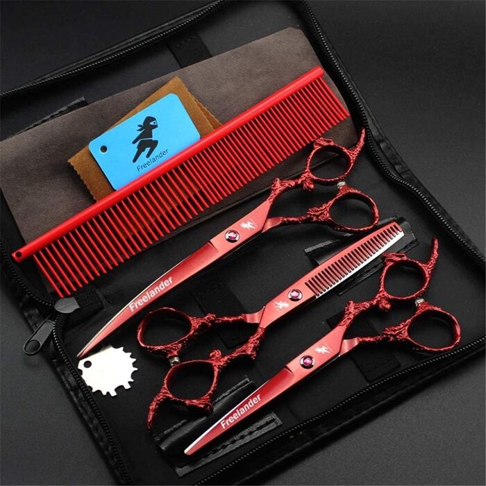 Набір професійних ножиць для грумінгу тварин, нержавіюча сталь, прямі та вигнуті ножиці для вирівнювання