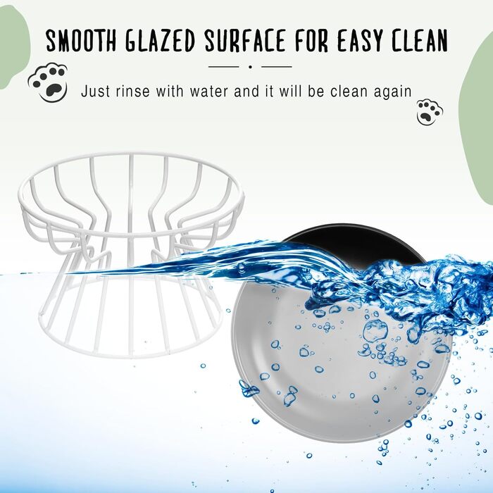 Набори мисок для котів Hushee з кераміки з металевим підставкою, анти-блювотні, придатні для миття в посудомийній машині, плоскі миски для води та корму для кошенят та маленьких собак, 6 шт.