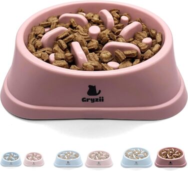Миска для собак великих порід, повільне годування, антигликальна миска, для здоров'я травлення, проти блювоти, нековзна підставка, рожева, для великих та XXL собак