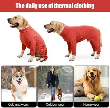 Теплий зимовий піжамний костюм для собак, м'який пуловер/жакет для середніх та великих собак, одяг для домашніх тварин (S, червоний)