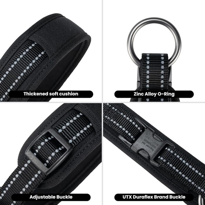 Нашийник для собак Exceent Eite Spanker з PU матеріалу, чорний, розмір L, регульований, для дресирування великих собак